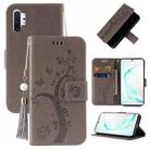 For Samsung Galaxy Note10+ Embossed Lucky Tree Horizontal Flip Leather Case with Holder & Card Slot & Wallet & Lanyard(Grey) - 1