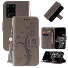 For Samsung Galaxy Note20 Ultra Embossed Lucky Tree Horizontal Flip Leather Case with Holder & Card Slot & Wallet & Lanyard(Grey) - 1