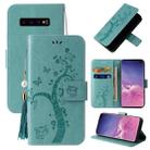 For Samsung Galaxy S10 Embossed Lucky Tree Horizontal Flip Leather Case with Holder & Card Slot & Wallet & Lanyard(Green) - 1