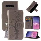 For Samsung Galaxy S10+ Embossed Lucky Tree Horizontal Flip Leather Case with Holder & Card Slot & Wallet & Lanyard(Grey) - 1