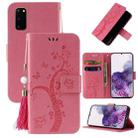 For Samsung Galaxy S20 Embossed Lucky Tree Horizontal Flip Leather Case with Holder & Card Slot & Wallet & Lanyard(Pink) - 1