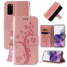 For Samsung Galaxy S20 Embossed Lucky Tree Horizontal Flip Leather Case with Holder & Card Slot & Wallet & Lanyard(Rose Gold) - 1