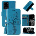 For Samsung Galaxy S20 Ultra Embossed Lucky Tree Horizontal Flip Leather Case with Holder & Card Slot & Wallet & Lanyard(Blue) - 1