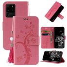 For Samsung Galaxy S20 Ultra Embossed Lucky Tree Horizontal Flip Leather Case with Holder & Card Slot & Wallet & Lanyard(Pink) - 1