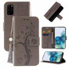 For Samsung Galaxy S20 FE 5G Embossed Lucky Tree Horizontal Flip Leather Case with Holder & Card Slot & Wallet & Lanyard(Grey) - 1