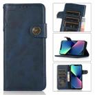 For iPhone 13 mini KHAZNEH Dual-Splicing Cowhide Texture Horizontal Flip Leather Case with Holder & Card Slots & Wallet & Lanyard (Blue) - 1