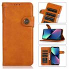 For iPhone 13 mini KHAZNEH Dual-Splicing Cowhide Texture Horizontal Flip Leather Case with Holder & Card Slots & Wallet & Lanyard (Brown) - 1