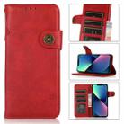 For iPhone 13 mini KHAZNEH Dual-Splicing Cowhide Texture Horizontal Flip Leather Case with Holder & Card Slots & Wallet & Lanyard (Red) - 1