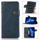 For iPhone 13 Pro KHAZNEH Dual-Splicing Cowhide Texture Horizontal Flip Leather Case with Holder & Card Slots & Wallet & Lanyard (Blue) - 1