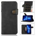 For iPhone 13 Pro Max KHAZNEH Dual-Splicing Cowhide Texture Horizontal Flip Leather Case with Holder & Card Slots & Wallet & Lanyard (Black) - 1