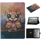 For Amazon Fire HD 10 (2021) Voltage Texture Coloured Drawing Horizontal Flip Leather Case with Holder & Card Slot & Sleep / Wake-up Function(Owl) - 1