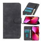 For iPhone 13 KHAZNEH Retro Texture PU + TPU Horizontal Flip Leather Case with Holder & Card Slots & Wallet(Black) - 1