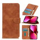 For iPhone 13 KHAZNEH Retro Texture PU + TPU Horizontal Flip Leather Case with Holder & Card Slots & Wallet(Brown) - 1