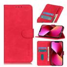 For iPhone 13 KHAZNEH Retro Texture PU + TPU Horizontal Flip Leather Case with Holder & Card Slots & Wallet(Red) - 1