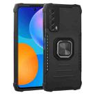 For Huawei Y7a / P smart 2021 Fierce Warrior Series Armor All-inclusive Shockproof Aluminum Alloy + TPU Protective Case with Ring Holder(Black) - 1