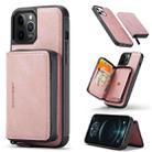 For iPhone 12 / 12 Pro JEEHOOD Magnetic Zipper Horizontal Flip Leather Case with Holder & Card Slot & Wallet(Pink) - 1