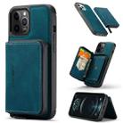 For iPhone 12 / 12 Pro JEEHOOD Magnetic Zipper Horizontal Flip Leather Case with Holder & Card Slot & Wallet(Blue) - 1