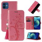 For iPhone 12 mini Embossed Lucky Tree Horizontal Flip Leather Case with Holder & Card Slot & Wallet & Lanyard (Pink) - 1