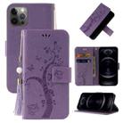 For iPhone 12 Pro Embossed Lucky Tree Horizontal Flip Leather Case with Holder & Card Slot & Wallet & Lanyard(Purple) - 1