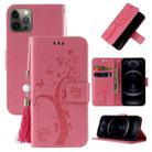 For iPhone 12 Pro Embossed Lucky Tree Horizontal Flip Leather Case with Holder & Card Slot & Wallet & Lanyard(Pink) - 1