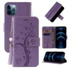 For iPhone 12 Pro Max Embossed Lucky Tree Horizontal Flip Leather Case with Holder & Card Slot & Wallet & Lanyard(Purple) - 1