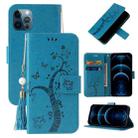 For iPhone 12 Pro Max Embossed Lucky Tree Horizontal Flip Leather Case with Holder & Card Slot & Wallet & Lanyard(Blue) - 1