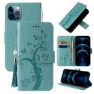 For iPhone 12 Pro Max Embossed Lucky Tree Horizontal Flip Leather Case with Holder & Card Slot & Wallet & Lanyard(Green) - 1