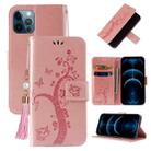 For iPhone 12 Pro Max Embossed Lucky Tree Horizontal Flip Leather Case with Holder & Card Slot & Wallet & Lanyard(Rose Gold) - 1