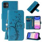 For iPhone 11 Embossed Lucky Tree Horizontal Flip Leather Case with Holder & Card Slot & Wallet & Lanyard (Blue) - 1