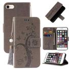 For iPhone SE 2022 / SE 2020 / 8 / 7 Embossed Lucky Tree Horizontal Flip Leather Case with Holder & Card Slot & Wallet & Lanyard(Grey) - 1