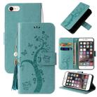 For iPhone SE 2022 / SE 2020 / 8 / 7 Embossed Lucky Tree Horizontal Flip Leather Case with Holder & Card Slot & Wallet & Lanyard(Green) - 1