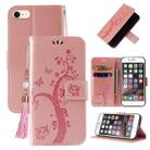 For iPhone SE 2022 / SE 2020 / 8 / 7 Embossed Lucky Tree Horizontal Flip Leather Case with Holder & Card Slot & Wallet & Lanyard(Rose Gold) - 1