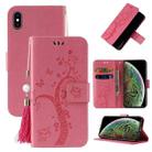 For iPhone XS Max Embossed Lucky Tree Horizontal Flip Leather Case with Holder & Card Slot & Wallet & Lanyard(Pink) - 1