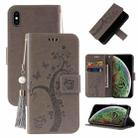 For iPhone XS Max Embossed Lucky Tree Horizontal Flip Leather Case with Holder & Card Slot & Wallet & Lanyard(Grey) - 1