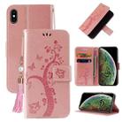 For iPhone XS Max Embossed Lucky Tree Horizontal Flip Leather Case with Holder & Card Slot & Wallet & Lanyard(Rose Gold) - 1