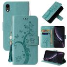 For iPhone XR Embossed Lucky Tree Horizontal Flip Leather Case with Holder & Card Slot & Wallet & Lanyard(Green) - 1