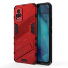 For vivo Y37 / V21e 4G Punk Armor 2 in 1 PC + TPU Shockproof Case with Invisible Holder(Red) - 1