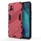 For vivo Y37 / V21e 4G Punk Armor 2 in 1 PC + TPU Shockproof Case with Invisible Holder(Light Red) - 1