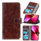 For iPhone 13 Retro Crazy Horse Texture Horizontal Flip Leather Case with Holder & Card Slots & Photo Frame & Wallet(Brown) - 1