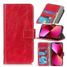 For iPhone 13 Retro Crazy Horse Texture Horizontal Flip Leather Case with Holder & Card Slots & Photo Frame & Wallet(Red) - 1