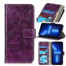 For iPhone 13 Pro Max Retro Crazy Horse Texture Horizontal Flip Leather Case with Holder & Card Slots & Photo Frame & Wallet (Purple) - 1