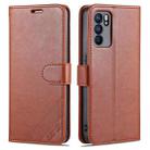 For OPPO Reno6 / Reno6 Pro 5G AZNS Sheepskin Texture Horizontal Flip Leather Case with Holder & Card Slots & Wallet(Brown) - 1