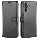 For OPPO Reno6 / Reno6 Pro 5G AZNS Sheepskin Texture Horizontal Flip Leather Case with Holder & Card Slots & Wallet(Black) - 1