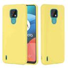 For Motorola Moto E7 2020 Pure Color Liquid Silicone Shockproof Full Coverage Case(Yellow) - 1