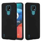 For Motorola Moto E7 2020 Pure Color Liquid Silicone Shockproof Full Coverage Case(Black) - 1