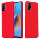 For OPPO A74 4G / F19 Pure Color Liquid Silicone Shockproof Full Coverage Case(Red) - 1