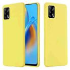 For OPPO A74 4G / F19 Pure Color Liquid Silicone Shockproof Full Coverage Case(Yellow) - 1