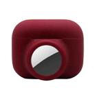 2 in 1 Shockproof Full Coverage Silicone Protective Case For AirPods Pro / AirTag(Red Wine) - 1