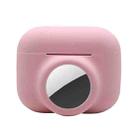2 in 1 Shockproof Full Coverage Silicone Protective Case For AirPods Pro / AirTag(Pink) - 1