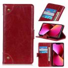 For iPhone 13 Copper Buckle Nappa Texture Horizontal Flip Leather Case with Holder & Card Slots & Wallet(Wine Red) - 1